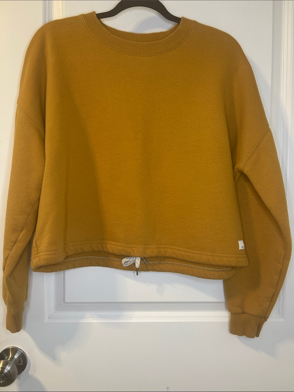 Vuori Mustard Drawstring Cropped Sweatshirt